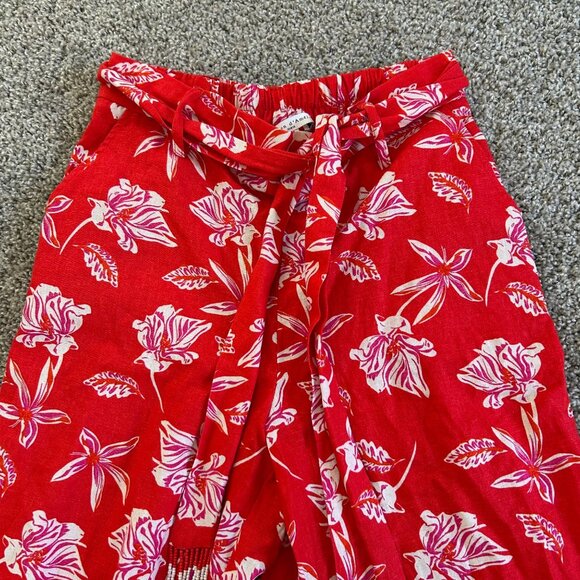 Maison D' Amelie Womens Sz M BeadedFloral Linen Blend Cropped Wide Leg Pant - Picture 3 of 11
